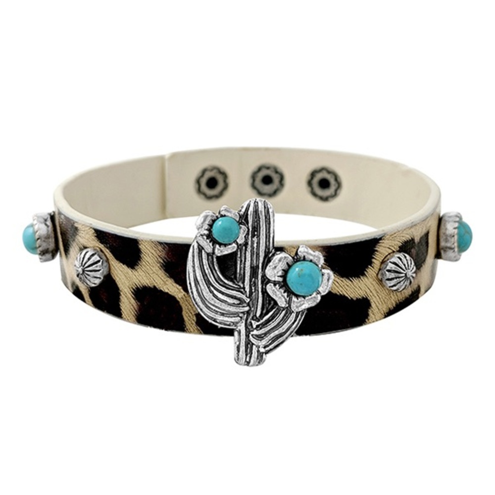Western animal print cactus bracelet